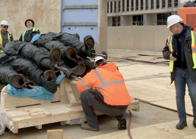 The Eisenhower Memorial sculptures by Sergey Eylanbekov installed at the Eisenhower Memorial site in Washington D.C.