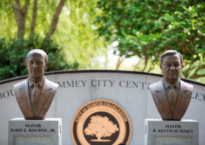 Portrait busts of Mayor John Bourne and Mayor Keith Summey of North Charleston, SC
