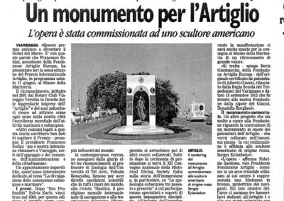 MONUMENTO-MEMORIALE DEI PALOMBARI DELL’ARTIGLIO is a monument dedicated to the deep sea divers of the city of Viareggio, Italy, and, particularly, to the crew of a ship called ARTIGLIO.