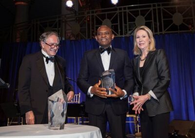 The Business Council for International Understanding presented the sculptures by Sergey Eylanbekov to honor Heirs Holdings and United Bank for Africa Chairman Tony O. Elumelu and Marriott International, Inc. Executive Chairman and Chairman of the Board J.W. Marriott Jr. with the 2017 Dwight D. Eisenhower Global Awards.