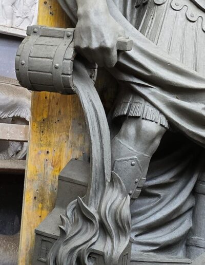 Sergey Eylanbekov designed and made monumental bronze statues of St. Michael the Archangel and St. Florian for the façade of the newly built Quincy Public Safety Headquarters building.