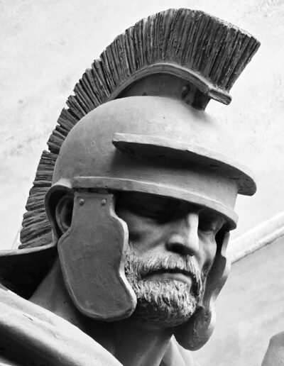 Sergey Eylanbekov designed and made monumental bronze statues of St. Michael the Archangel and St. Florian for the façade of the newly built Quincy Public Safety Headquarters building.