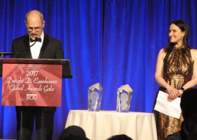 The Business Council for International Understanding presented the sculptures by Sergey Eylanbekov to honor Heirs Holdings and United Bank for Africa Chairman Tony O. Elumelu and Marriott International, Inc. Executive Chairman and Chairman of the Board J.W. Marriott Jr. with the 2017 Dwight D. Eisenhower Global Awards.
